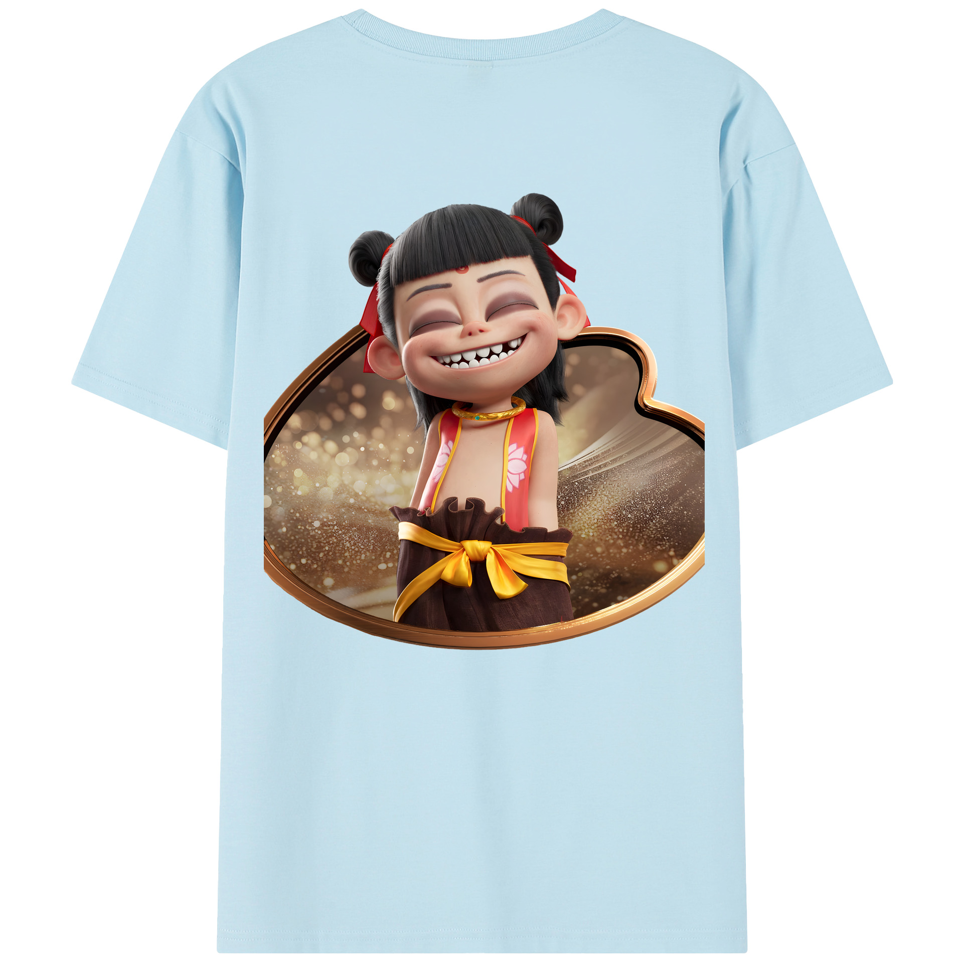 （画像用） Ne Zha 2 ナタ 魔童の大暴れ 綿100％半袖Tシャツ（背面プリント）